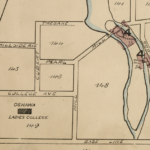 Map showing location of Oshawa Ladies' College, west of the Oshawa Creek