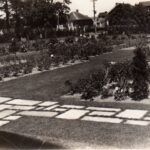 Black and white photo of gardens